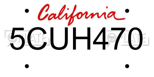 5CUH470 California License Plate