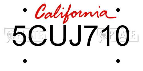 5CUJ710 California License Plate