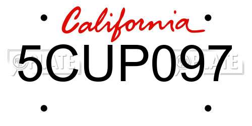 5CUP097 California License Plate