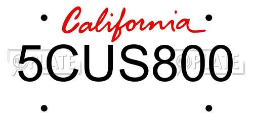 5CUS800 California License Plate