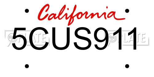 5CUS911 California License Plate