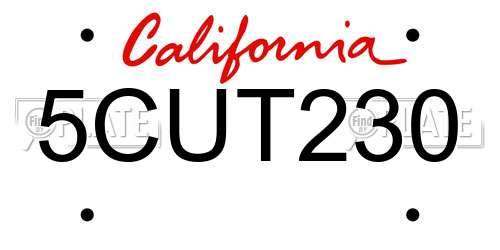 5CUT230 California License Plate