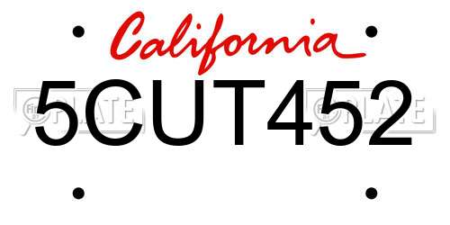 5CUT452 California License Plate