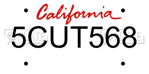 5CUT568 California License Plate