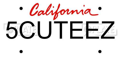 5CUTEEZ California License Plate
