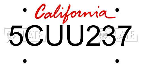 5CUU237 California License Plate