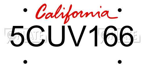 5CUV166 California License Plate
