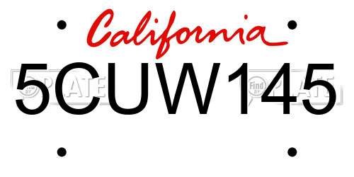 5CUW145 California License Plate