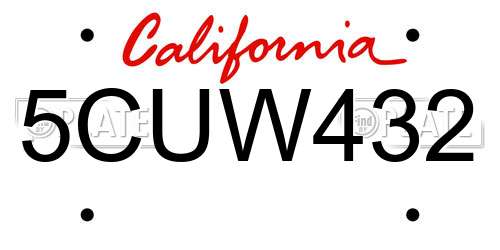 5CUW432 California License Plate