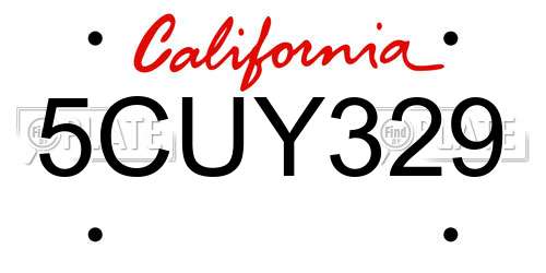 5CUY329 California License Plate