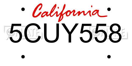 5CUY558 California License Plate
