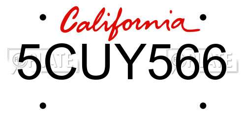 5CUY566 California License Plate