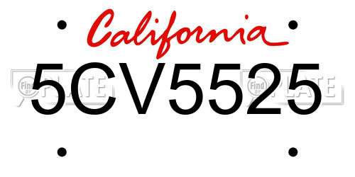 5CV5525 California License Plate