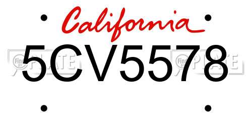 5CV5578 California License Plate