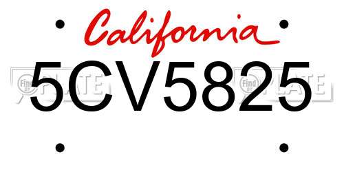 5CV5825 California License Plate