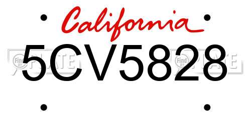 5CV5828 California License Plate