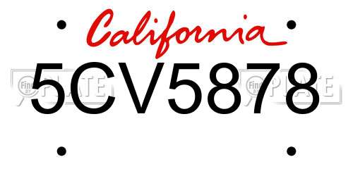 5CV5878 California License Plate
