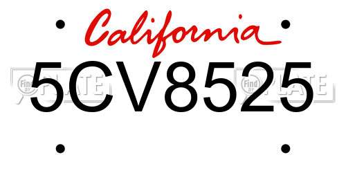 5CV8525 California License Plate