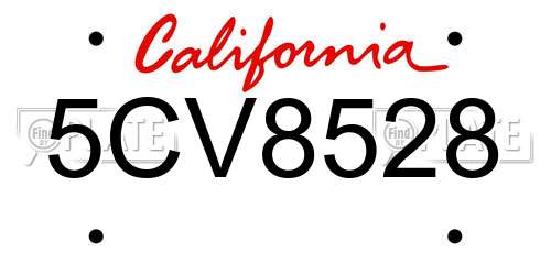 5CV8528 California License Plate
