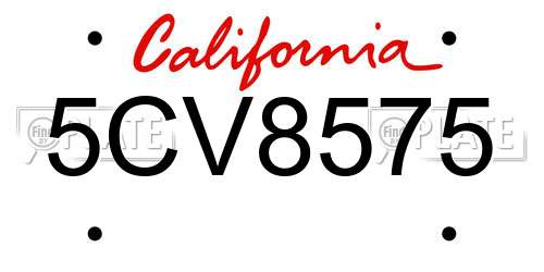 5CV8575 California License Plate