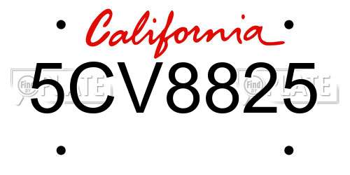5CV8825 California License Plate