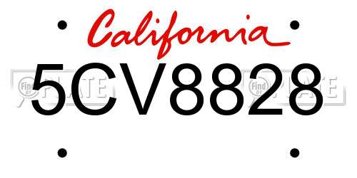 5CV8828 California License Plate