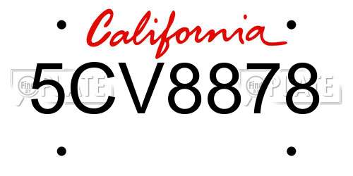 5CV8878 California License Plate