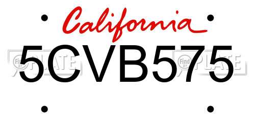 5CVB575 California License Plate