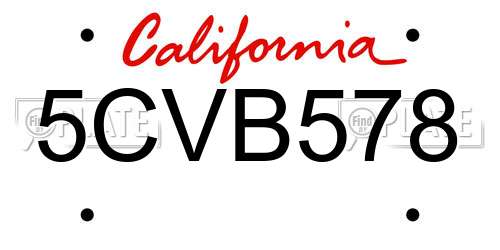 5CVB578 California License Plate