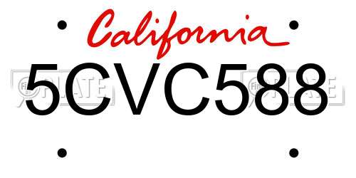 5CVC588 California License Plate