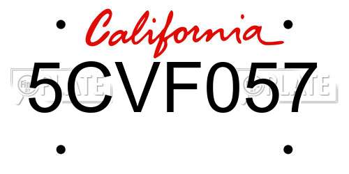 5CVF057 California License Plate