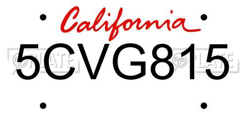 5CVG815 California License Plate