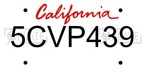 5CVP439 California License Plate