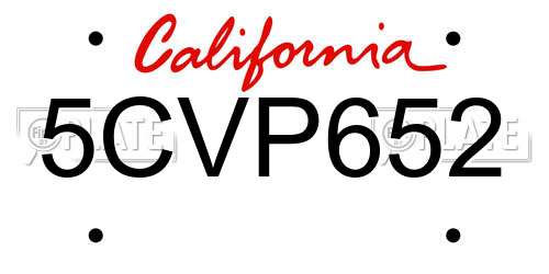5CVP652 California License Plate