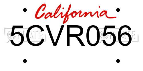 5CVR056 California License Plate