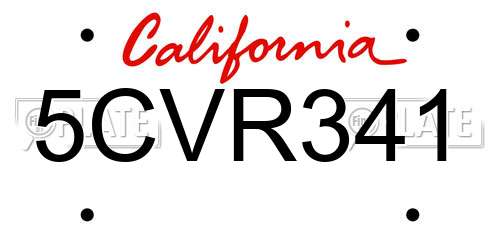 5CVR341 California License Plate