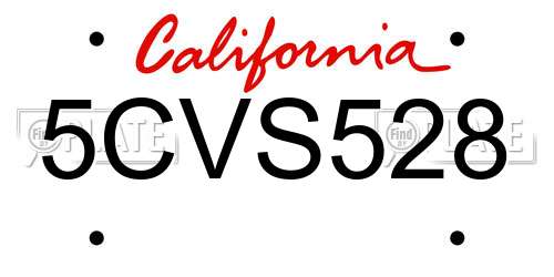 5CVS528 California License Plate