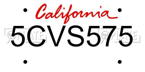 5CVS575 California License Plate