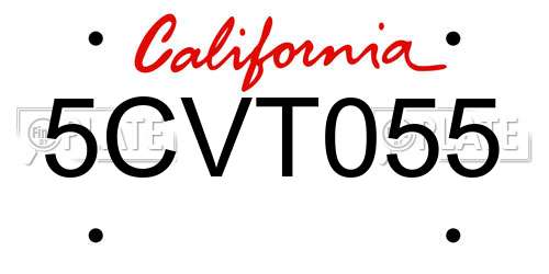 5CVT055 California License Plate
