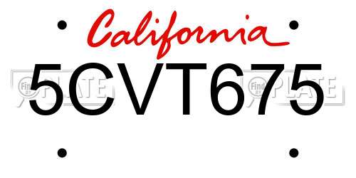 5CVT675 California License Plate