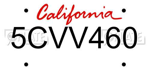 5CVV460 California License Plate