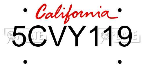 5CVY119 California License Plate