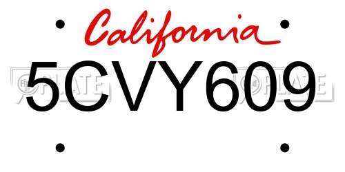 5CVY609 California License Plate