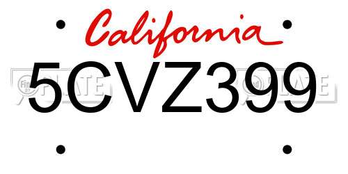 5CVZ399 California License Plate