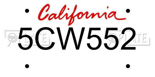 5CW552 California License Plate