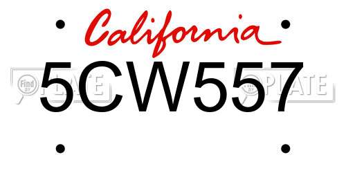 5CW557 California License Plate