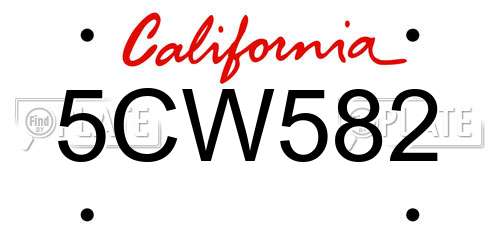 5CW582 California License Plate