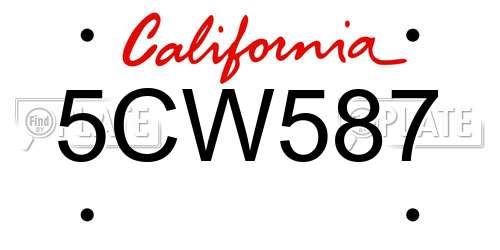 5CW587 California License Plate