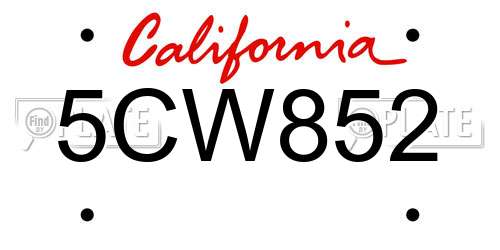 5CW852 California License Plate