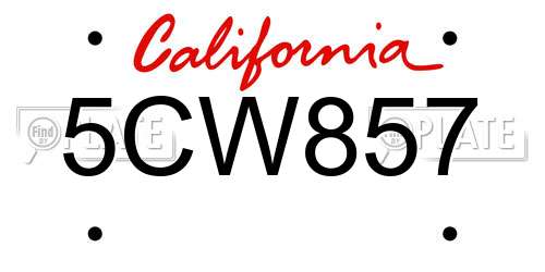 5CW857 California License Plate